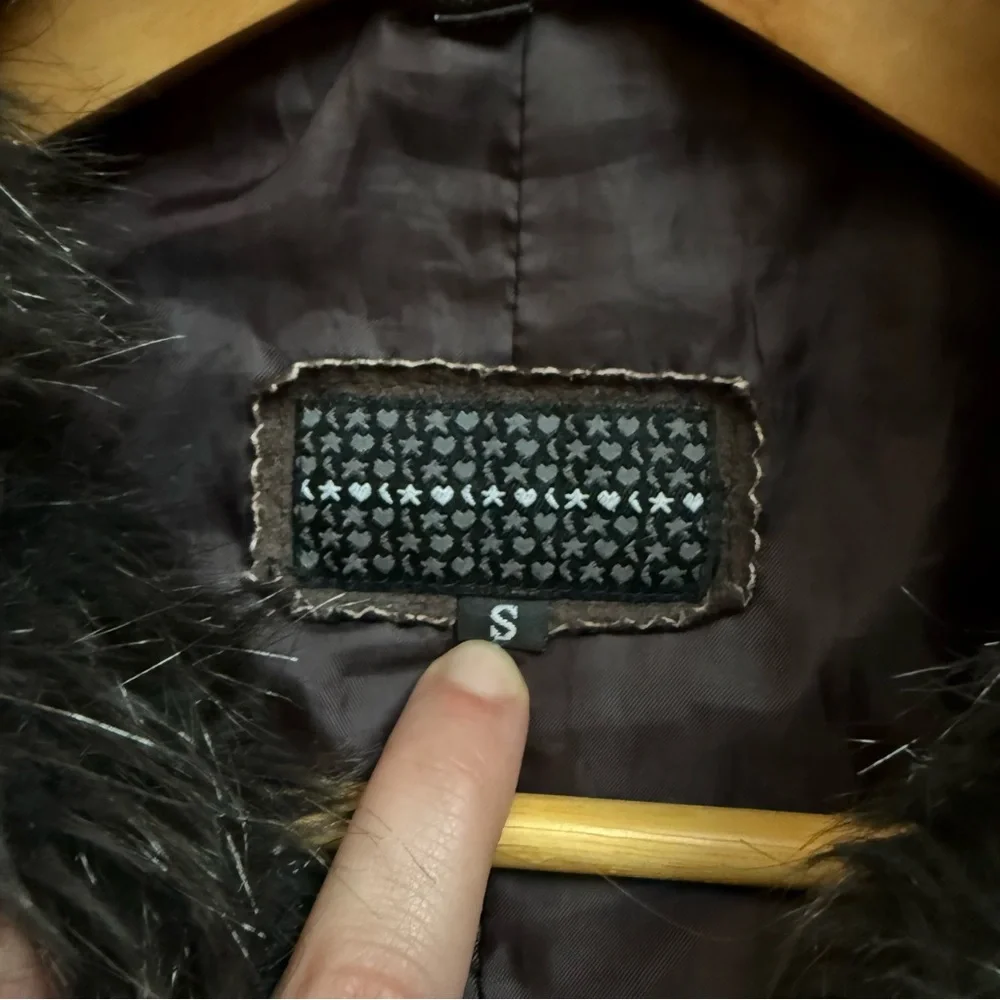vintage 2000s suede faux fur brown penny lane coat - Picture 7 of 10